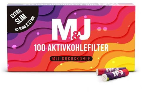 Mari & Juan 100 Aktivkohlefilter 6mm slim size I Aktivkohlefilter dünne Filter mit Aktivkohle aus Kokosschale, 100 Stück, bunt I Schadstoffärmeres Raucherlebnis