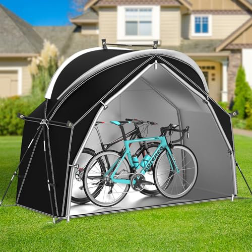 Outdoor Bike Storage Shed Tent 200X80X145CM Bike Cover for Outside Storage, Oversized Waterproof Bike Storage Tent for 1-2 Bikes, Portable Protective Cover Bikes, Small Motorcycles and Garden Tools