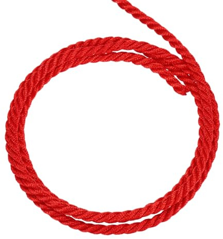 sourcing map Twisted Cord Trim, 5 Yard 3.5mm 3-Ply Twine Braided Rope Shiny Thread String for Craft Gift Bag Curtain Christmas Decor, Bright Red - 5m