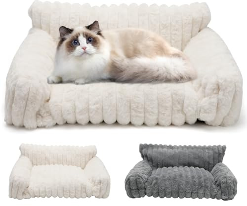 LOMUG Coussin lavable pour chien - 60 x 45 x 20 cm - Petit lit pour chien - Lavable - Antidérapant - Panier orthopédique doux avec bord haut - Beige