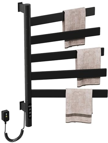 Scaldasalviette, Scaldasalviette a Parete Girevole con Angolo di Rotazione di 180 Gradi, Radiatori elettrici per Asciugamani da Bagno in Acciaio Inox, per Bagno, WC, Hotel