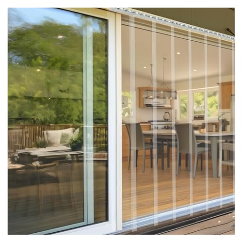 Vertikaljalousien aus PVC, transparent, weich, für Balkon, Garage, Schuppen, Lagerhaus und Innenhof, Kunststoff, 135 x 220 cm, ideal für den Innen- und Außenbereich