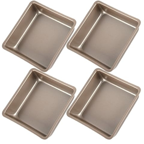 GLEAVI 4 Pièces Moule à Gâteau Carré Lot de Moule à Mini-cheesecake à Gâteau Individuel à Tartelettes Carré à Pain Antiadhésif