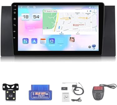 Autoradio Double DIN pour BMW E53, E39, M5 et E38 (1999-2007) - Écran Tactile IPS 9 Pouces, Android 12, CarPlay sans Fil, Radio numérique Dab+, RDS, Bluetooth 5.0, GPS, DVR, Commandes au vol