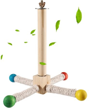 Vogelspielzeug 360° Drehbares Vogel Spielzeug, Wellensittich Zubehör, Hängende Spielständer für Vogelkäfige, Hängende Spielzeug aus Holz für Kleine Papageien, Mittlere Papageien, Sittiche, Vögel