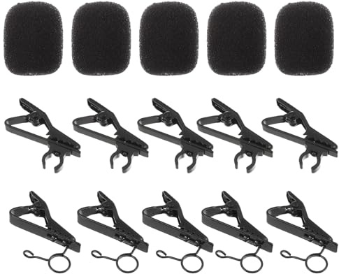 Sponge Microphone Wire Clips Circle Set Covers 18pcs | 6 Windscreens, 6 Microphone Clips, Black Iron and Sponge Parts, 6 Wire Clips