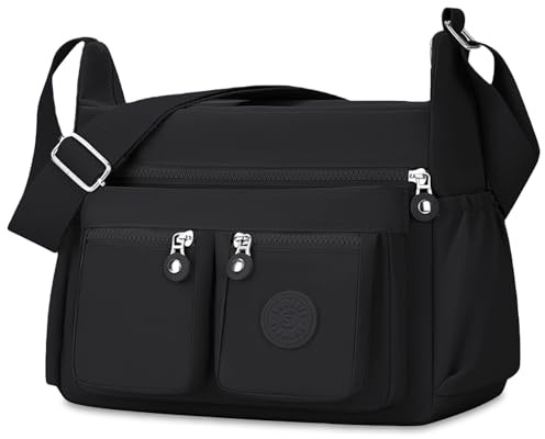 Aucuu Borsa a Tracolla da Donna, Nylon Casuale Borsa Donna, Nylon Borsa a Spalla Donna, Impermeabile Crossbody Bag Borsa Messenger, Grande Borsetta Tracolla per Lavorare Scuola Shopping Viaggio