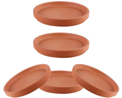 GALPADA 5piezas Platos de Maceta de Terracota Redondos Bandejas Impermeables para Plantas Soporte Ligero y Resistente para Tiestos Uso Interior y Exterior para Jardinería Doméstica
