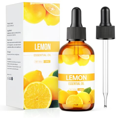 AOOSA 100 ml Olio Essenziale di Limone, Olio Fragrante al Limone | Olio Profumato per Aromaterapia, Umidificatori, Cura della Pelle e dei Capelli, Bombe da Bagno Fatte in Casa Saponi Candele
