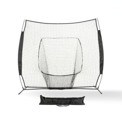 LOVIVER Filet d'Entraînement de Baseball Filet de Frappe Filet de Lancer Filet de Réception Cadre Acier Stable Panneau Cible Central Renvoi Contrôlé Adapté à Entraînement en Salle Jardin Terrain