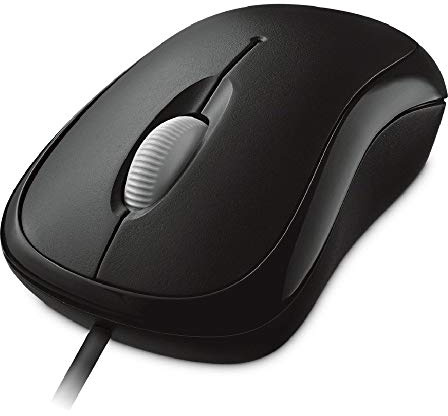 Microsoft Basic Optical Mouse - Black. Comfortable, Right/Left Hand Use, Ergonomic Design, Wired USB Mouse, for PC/Laptop/Desktop
