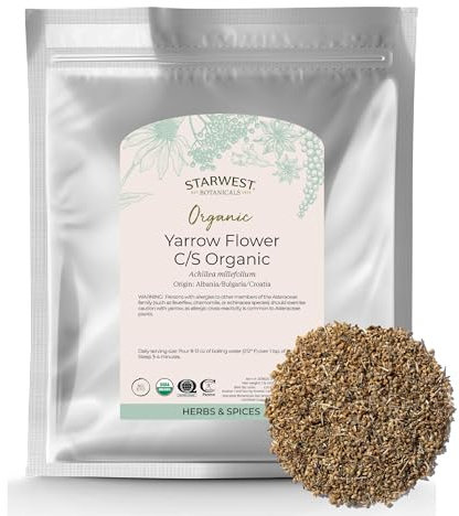 Starwest Botanicals Organic Yarrow Flowers, Cut & Sifted - Bulk 1 lb Bag