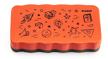 Trodat Radierschwamm für Whiteboards – magnetisch haftend, Zeichnungen von Markern und Stiften trocken abwischen – Größe 10,5 x 5,5 x 1,8 cm, Rot