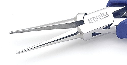 Nadel-Spitzzange 155mm - schmitz 4442HS22 - sehr feine, schlanke, lange Greif-Backen mit Verzahnung - ESD/EGB - Ableitend - Durchgestecktes Zangengelenk für den Profi - Made in Germany - Solingen