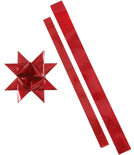 Sternstreifen B: 25+40 mm, D: 11,5+18,5 cm, rot glitzernd, Outdoor, 16 Stück