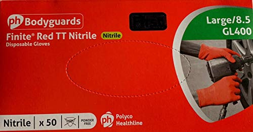 Bodyguards Red Finite Nitrile Gloves - 50 Large