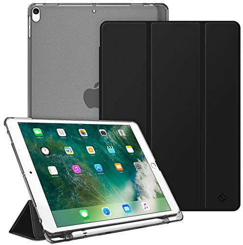 Fintie Funda para iPad Air 10.5 3 Gen 2019 / iPad Pro 10.5 2017 | [Soporte para lápices Integrado] - Trasera Transparente Mate Carcasa Ligera con Auto-Reposo/Activación, Negro