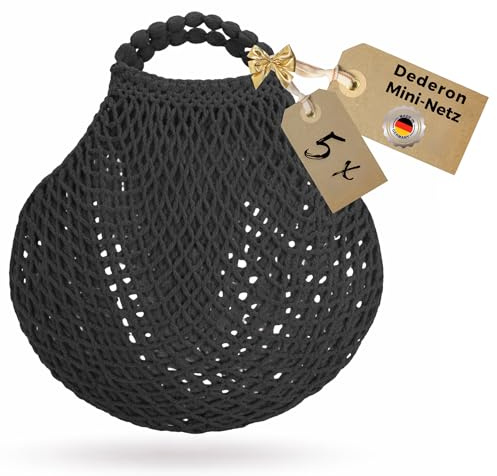 Ostprodukte-Versand 5er Set Mininetz Einkaufsnetz Dederon Netzbeutel | Wiederverwendbare DDR Retro Einkaufshelfer, elastisch & dehnbar, ideal für Obst und Gemüse, inkl. Kochbuch und Geschenkkarte