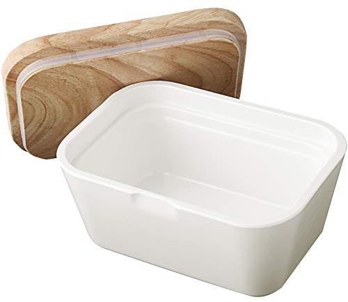 Brunner 0830099N.C4P Burriera in Melamina con Coperchio in bambù, Butter Box, Colore Panna, Antislip e Infrangibile