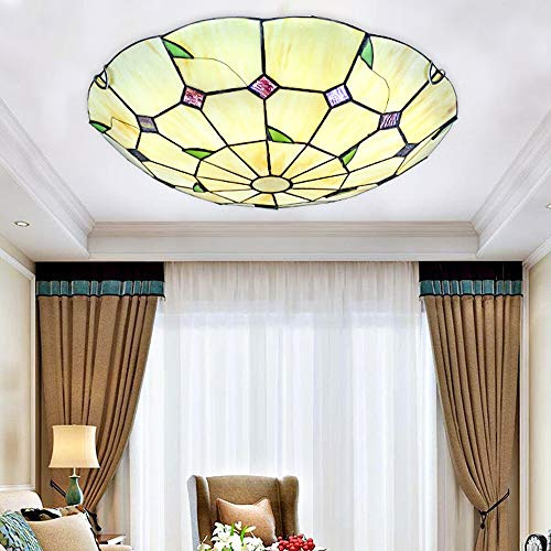 Retro Deckenlampe Vintage Glas, Deckenleuchte Antik Industrielle Antik Rund Decke Lampe Esszimmer Esstisch Wohnzimmer Schlafzimmer Arbeitszimmer Küchen insel Bar Korridor Treppe Leuchte (D40CM)