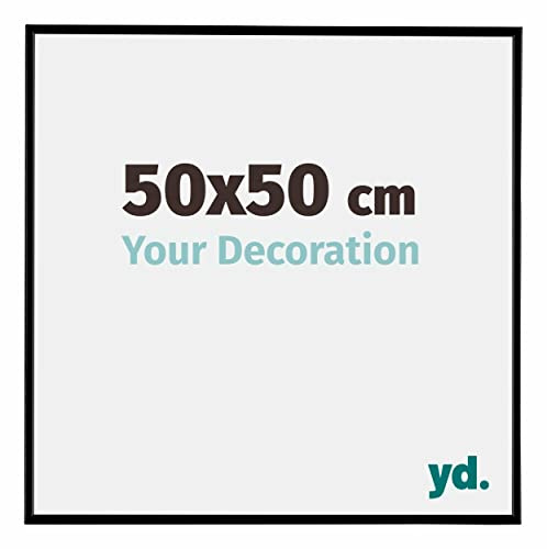 Your Decoration - Bilderrahmen 50x50 cm - Schwarz Matt - Bilderrahmen aus Kunststoff mit Acrylglas - Antireflex - 50x50 Rahmen - Evry
