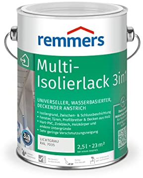 Remmers Multi-Lack 3in1 lichtgrau (RAL 7035), 2,5 Liter, Wetterschutzfarbe, Metallschutzlack & Buntlack auf Wasserbasis für Holz, Metall & PVC