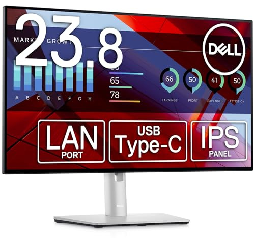 Dell U2422HE Monitor FHD de 23.8 pulgadas (1920 x 1080), 60 Hz, IPS, 5 ms, antirreflejos, HDMI, (renovado)