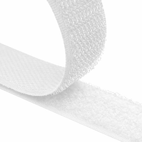 Klettband zum Nähen, aufnähen Set Flauschband + Hakenband Farbe & Größe wählbar (weiß, 20 mm x 3 m)