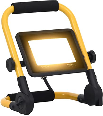 vidaXL Projecteur à LED avec Poignée Lampe de Jardin Eclairage de Sécurité à LED Extérieur Chantier de Construction 30 W Blanc Chaud