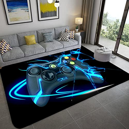 Anime Gamer Controller Teppich 3D-Druck Kreative Spielkonsole Große Carpet Für Wohnzimmer Schlafzimmer Badematte Spielzimmer Eingang Rug Rutschfeste Fußmatten für Kinder (Schwarz,160x200 cm)