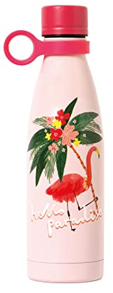 Legami - Hot&Cold Thermosflasche, 500 ml, Ø 7 cm, leicht und robust, luftdichter Verschluss, abnehmbarer Silikongriff, Flamingo-Motiv, Hello Paradise, BPA- und Phthalat-frei
