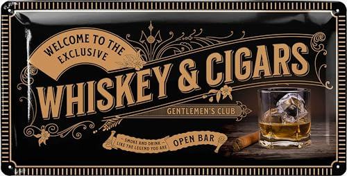 Plaque en tôle rétro Whisky Gentlemen's Club – Plaque de bar – Plaque à whisky comme bar décorative pour pub irlandais – Plaque en métal vintage