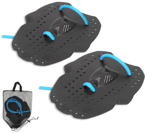 1 paire de pagaies d'entraînement à la natation avec bandes élastiques unisexes pour adultes et enfants pour la natation libre, la brasse, le dos