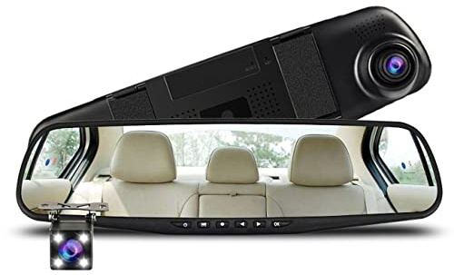 PctJin Spiegel-Dashcam, 4,5-Zoll-IPS-Auto-DVR-Rückspiegel-Dashcam-Kamera Auto-Dual-Objektiv-Recorder, Super-Nachtsicht, 170 ° Weitwinkel, Rückfahrüberwachungssystem
