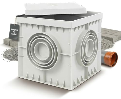 ADELID Revisionsschacht 300x300x300mm mit Deckel | Kontrollschacht IP54 IK10 Grau | Blitzschutz Anschluss Kontrolle Messung | Einlaufschacht Kanalschacht Hofablauf 210kg