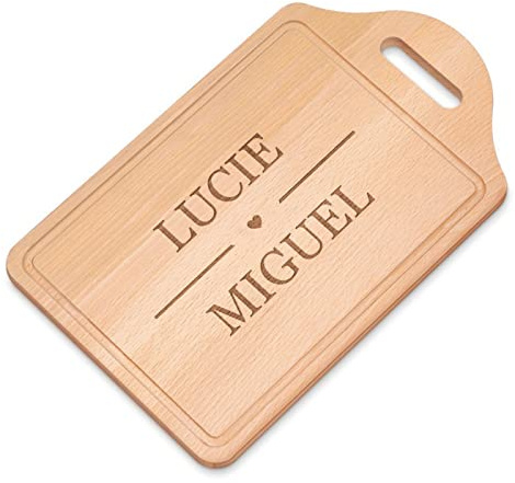 Maverton Planche à découper gravée pour couples | Plateau en bois de hêtre naturel avec poignée, Souvenir personnalisé pour jeunes mariés, mariage, noces, anniversaire, Amis
