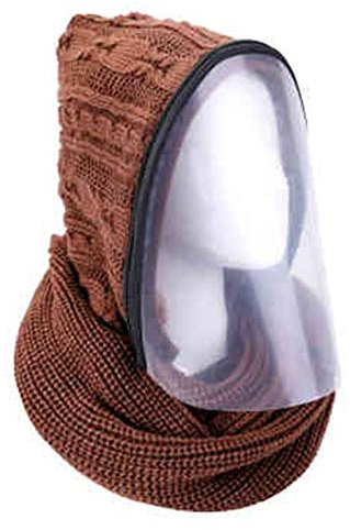 Hoodie-Schal, Winter-Strick-Kapuzenschal mit abnehmbarem, transparentem Gesichtsschutz, Ohrenklappenkappe