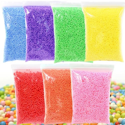 MINGZE 70G di Polistirolo per Forniture Fai da Te e Melma, Sphere in Schiuma, Palle di Schiuma Artigianale 2.5-3.7mm per Bambini Decorazioni di Arti Decorative Fai da Te