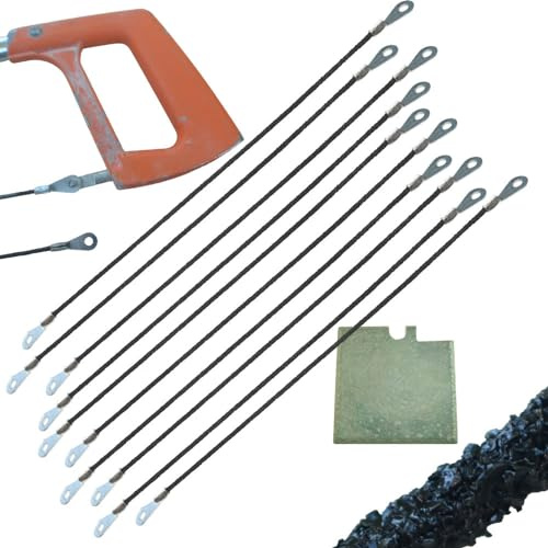 Rod Saw Blade 250mm x10pk Carbide Grit Rod Saw Blade with Eyelets for Adjustable Hacksaw Frame for Plaster Drywall Cement Board Fibreglass Tile and Cast Iron