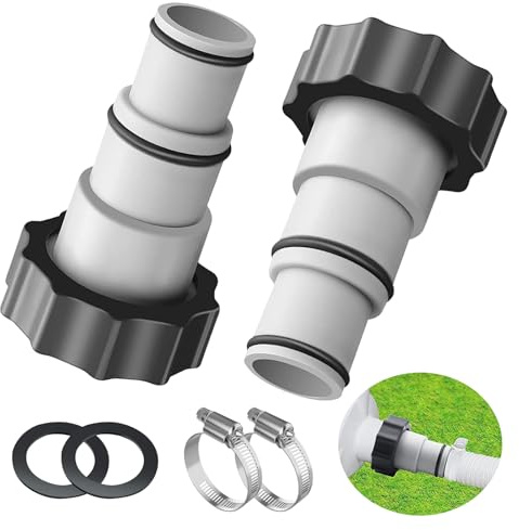 Zkaoai Poolschlauch Adapter A, 2 Stück Poolschlauchadapter mit Innengewinde, Schlauchadapter für Pumpe, 32mm und 38mm Schlauchadapter kompatibel für Intex Pool, Grau