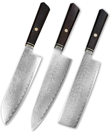 FBITE Couteau de Chef Santoku Sashimi en acier damas VG10, manche en ébène, outil de cuisine du Chef, couteaux de cuisine à faire soi-même
