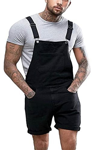 Generisch Arbeitslatzhose Für Herren Kurz, Kurze Jeanslatzhose Herren, Jeanslatzhose Mit Taschen Bodysuit Regular Fit Onesie Atmungsaktive Cargo Overall Pants Schnelltrocknend Strampelanzug