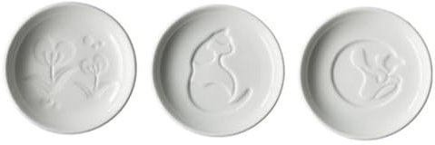 Cabilock Piattini in Ceramica Per Salsa Allaceto Set Da 3 Pezzi Rotondi Bianchi Design A Cartoni Animati Per Cucina E Ristorante
