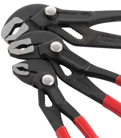 AKOLAFE 3 Pack Water Pump Pliers 7, 10, 12 Inch Adjustable Plumbing Pipe Wrench Grips Chrome Steel Slip Joint Pliers Tongue and Groove Plier with Wide Jaw and Non Slip Handle