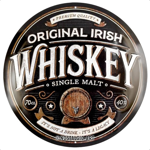 Nostalgic-Art Retro Blechschild, Ø 35 cm, Original Irish Whiskey – Geschenk-Idee als Bar-Zubehör, aus Metall, Vintage Design, Blechschilder Sprüche | aus Metall, Vintage Design, Blechschilder Sprüche, Geschenk-Idee für die Hausbar