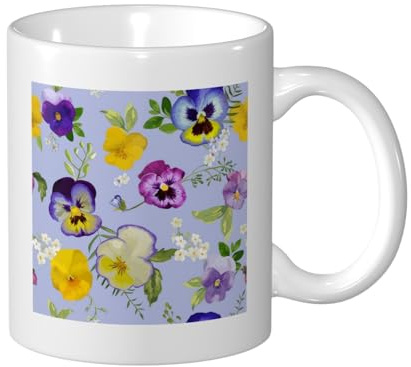 YXDVPALNE Pansy Flowers, Ceramic Cup Ceramics Mug Tea Cup Coffee Mugs 330 ml