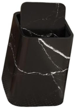 Colcolo Pattumiera in Marmo Pattumiera Domestica con Coperchio Cestino per Carta Contenitore per Rifiuti Quadrato Cestino per Rifiuti per Ufficio Camera da Le, L Black