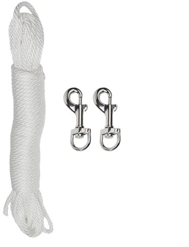 WIIYENA Fahnenmast-Seil-Set mit 2 Clips, Karabinerhaken für Garten, Outdoor-Dekoration, schwarzes Nylon, 6 mm Durchmesser, vielseitiges Fahnenmast-Zubehör
