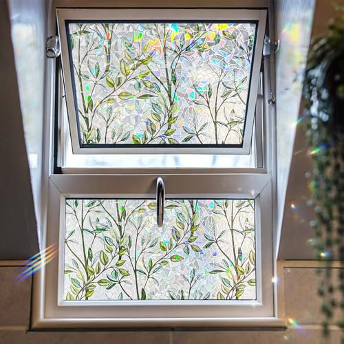 ADD.HERES Window Film Privacy Rainbow Window Film Privacy Film for Glass Windows, No Glue Anti UV Self Adhesive Sun Block Decorative Stickers for Glass Privacy, Static Cling for Bathroom 44X200CM