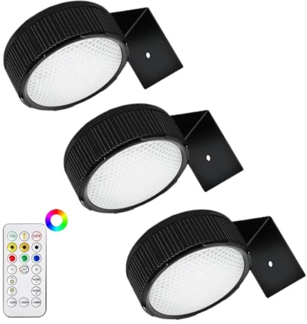 Generico Luce per pittura a batteria - 3x Luci da Parete Magnetiche Senza Fili con Telecomando, Dimmerabili e Timer, Illuminazione Decorazioni da Parete per Armadio Esposizione Pittura Arte Dipinti